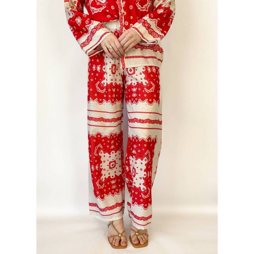 NEW ASTRID taylor wide leg pants in red scarf